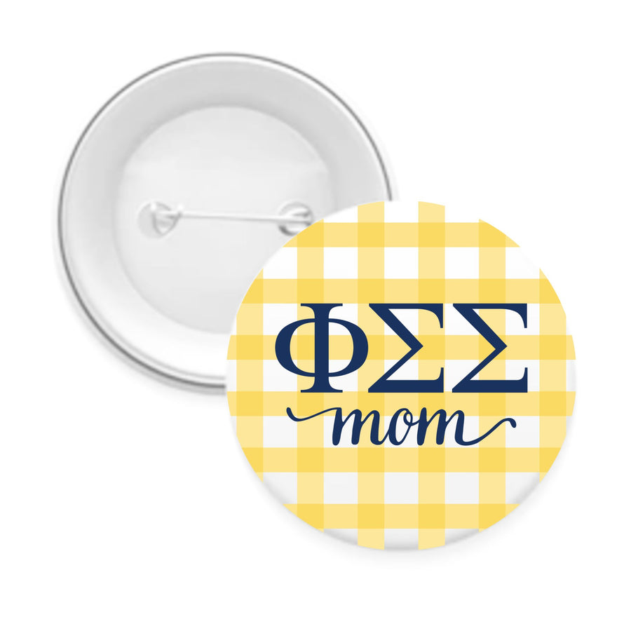 Sorority & Sorority Mom Greek Letter Gingham Buttons