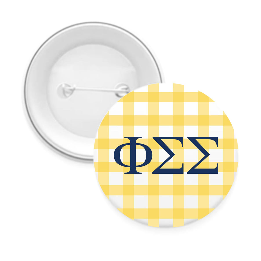 Sorority & Sorority Mom Greek Letter Gingham Buttons