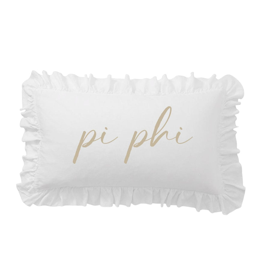 Pi Beta Phi Script Nickname Scalloped Ruffle Pillow Cover