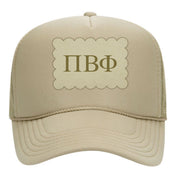 Pi Beta Phi Trucker Hats with Scalloped Faux Suede Patch