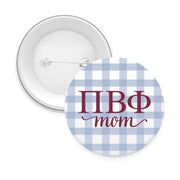 Sorority & Sorority Mom Greek Letter Gingham Buttons