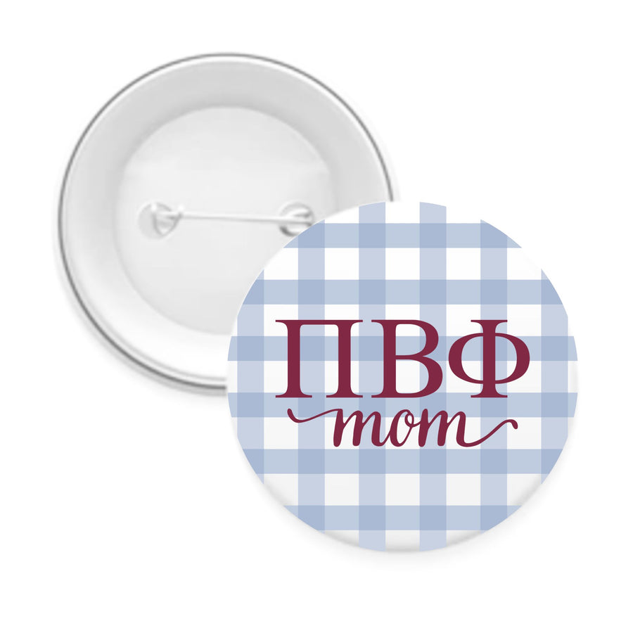 Sorority & Sorority Mom Greek Letter Gingham Buttons