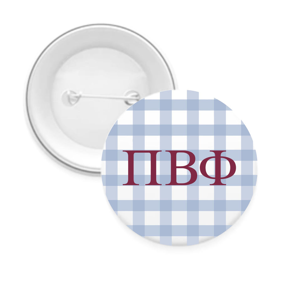 Sorority & Sorority Mom Greek Letter Gingham Buttons