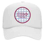 Pi Beta Phi & Sorority Mom Greek Letter Hats with Gingham Design in Sorority Colors