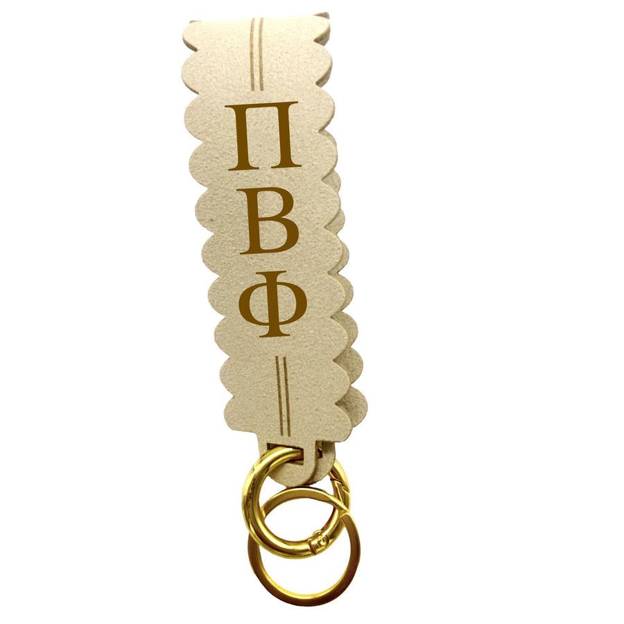Pi Beta Phi Greek Letter Faux Suede Wristlet Keychain