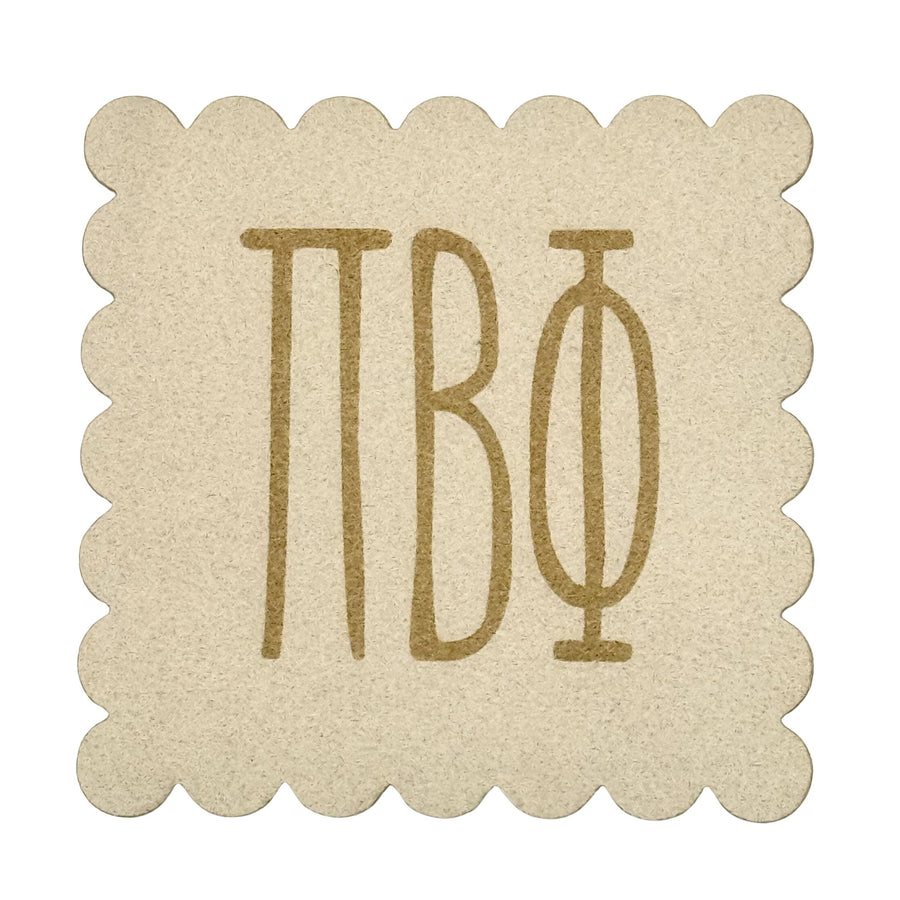 Pi Beta Phi Sorority Scalloped Faux Suede Coasters