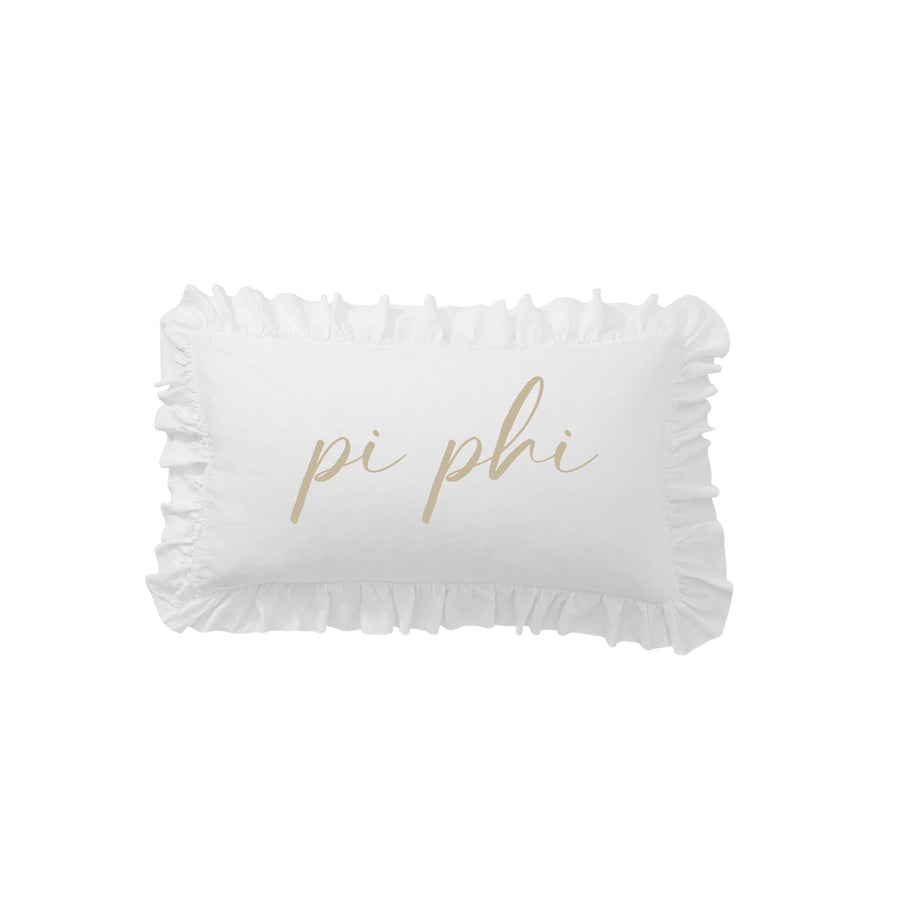 Sorority Script Nickname Scalloped Ruffle Pillow Cover