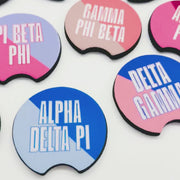 Sorority Car Coasters - 2-Tone Diagonal
