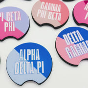 Sorority Car Coasters - 2-Tone Diagonal