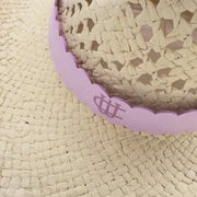 Personalized Engraved Faux Suede Scalloped Hat Band with Tie Scarf | Optional Straw Cowboy Hat
