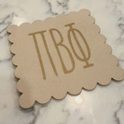 Pi Beta Phi Sorority Scalloped Faux Suede Coasters