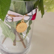 Chi Omega Round Scallop Bouquet Charm - Scarf Tie Option