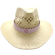 Personalized Engraved Faux Suede Scalloped Hat Band with Tie Scarf | Optional Straw Cowboy Hat