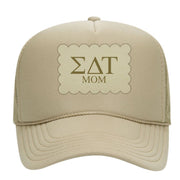 Sorority Mom Hats with Scalloped Faux Suede Patch