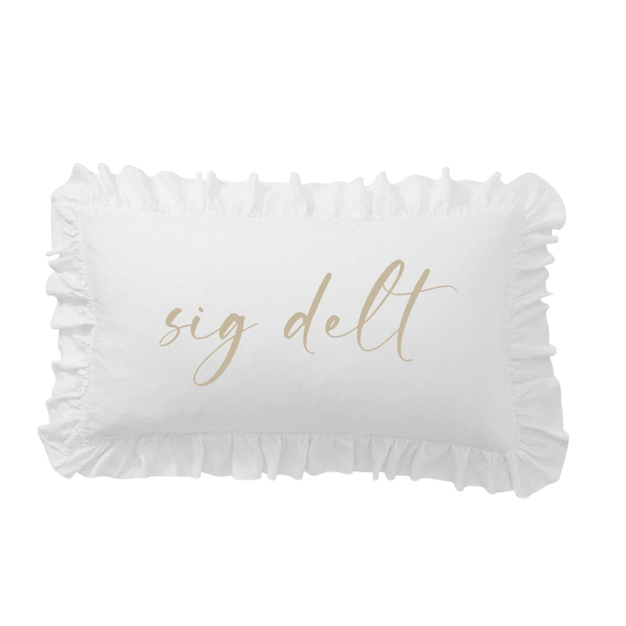 Sorority Script Nickname Scalloped Ruffle Pillow Cover