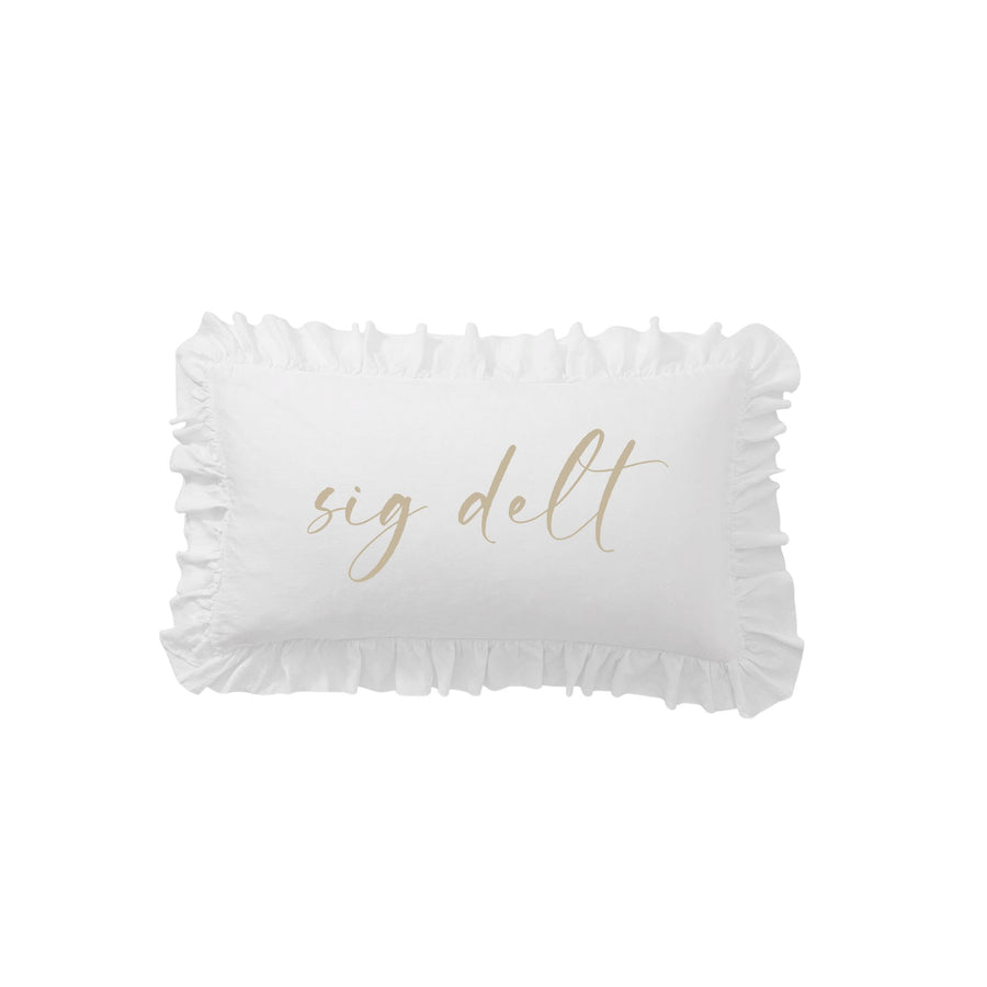 Sorority Script Nickname Scalloped Ruffle Pillow Cover