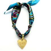 Sorority Scarf Necklace with Engraved Heart Charm