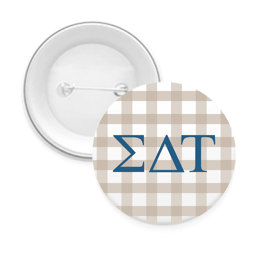 Sorority & Sorority Mom Greek Letter Gingham Buttons