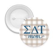 Sorority & Sorority Mom Greek Letter Gingham Buttons