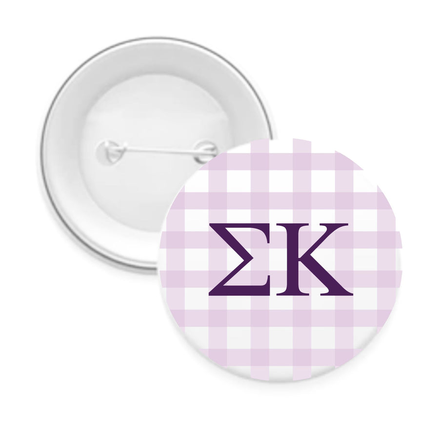 Sorority & Sorority Mom Greek Letter Gingham Buttons