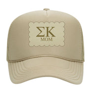 Sorority Mom Hats with Scalloped Faux Suede Patch