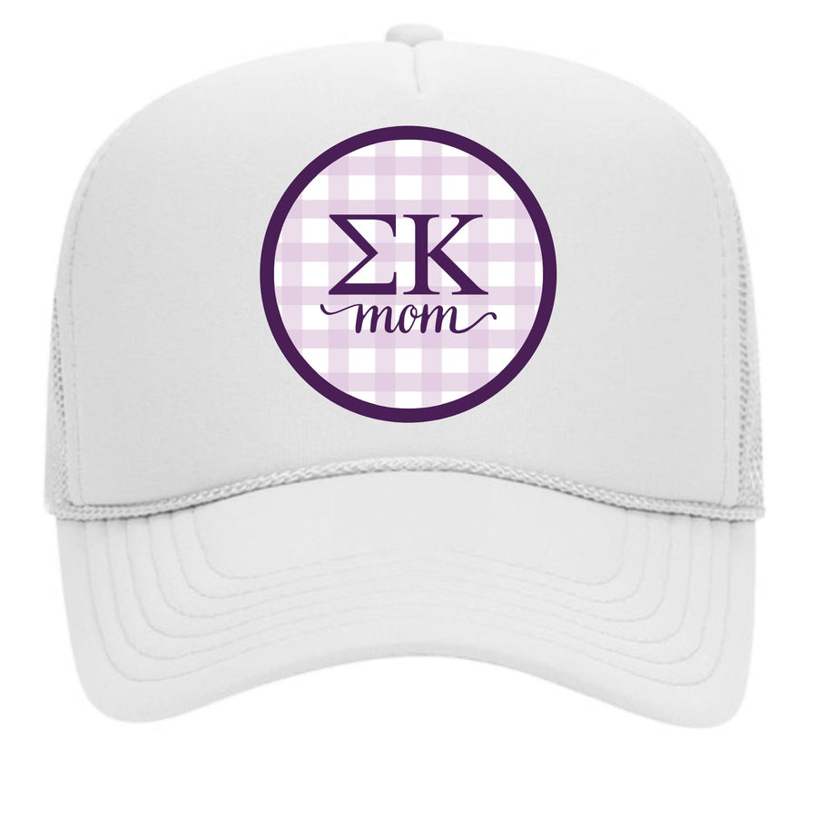Sorority & Sorority Mom Greek Letter Hats with Gingham Design in Sorority Colors