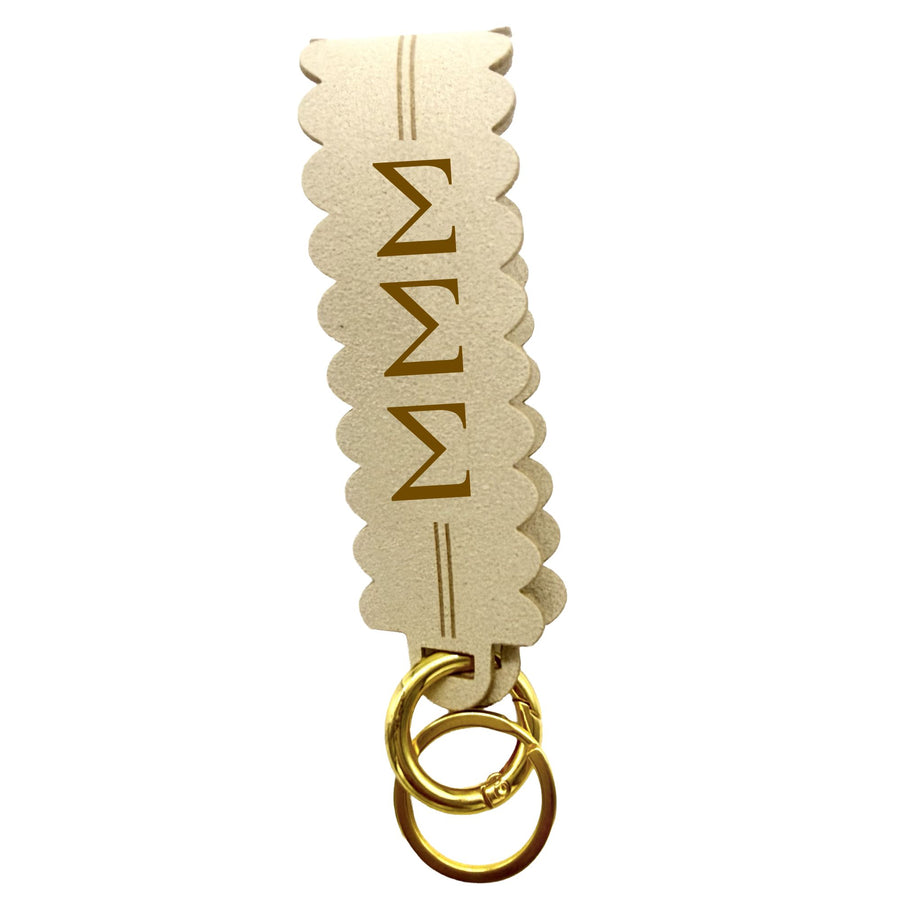 Sorority Greek Letter Faux Suede Wristlet Keychain