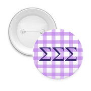Sorority & Sorority Mom Greek Letter Gingham Buttons