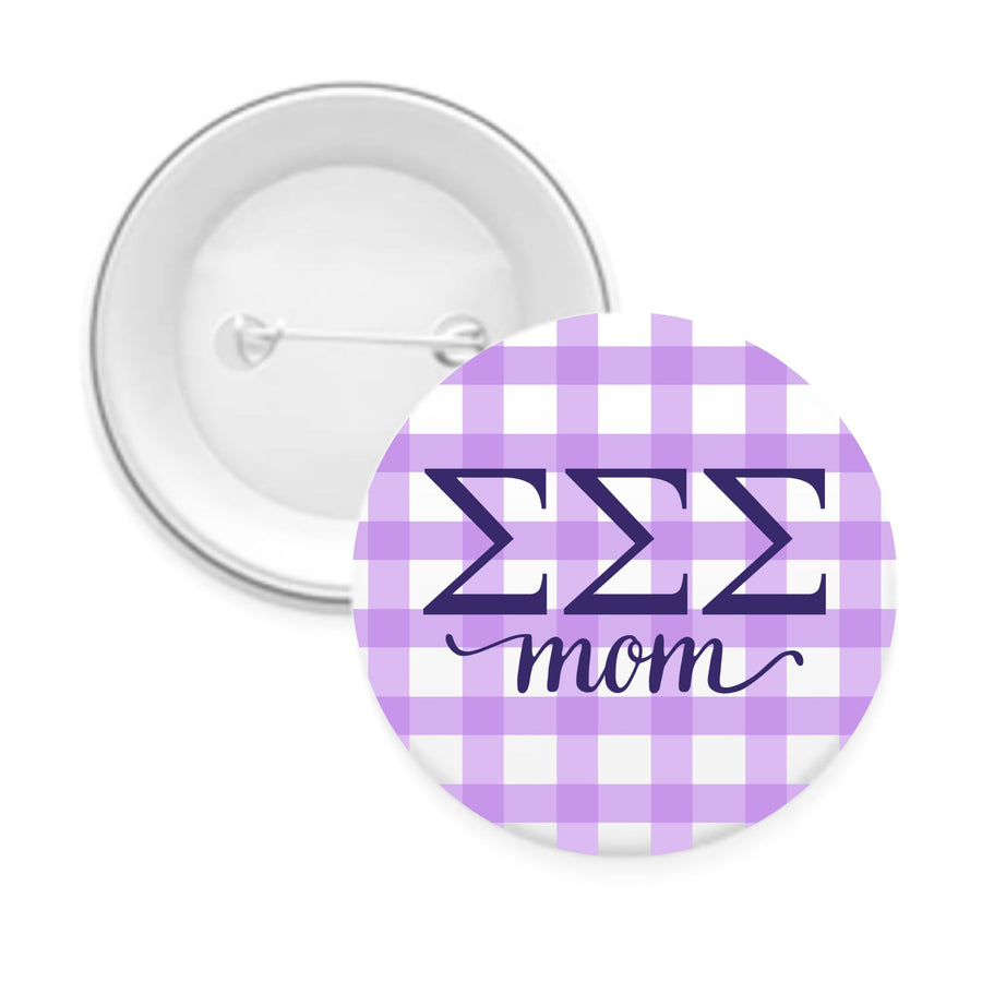 Sorority & Sorority Mom Greek Letter Gingham Buttons