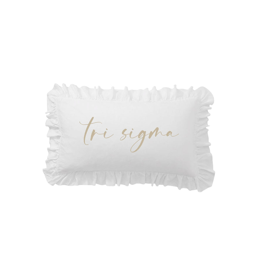 Sorority Script Nickname Scalloped Ruffle Pillow Cover