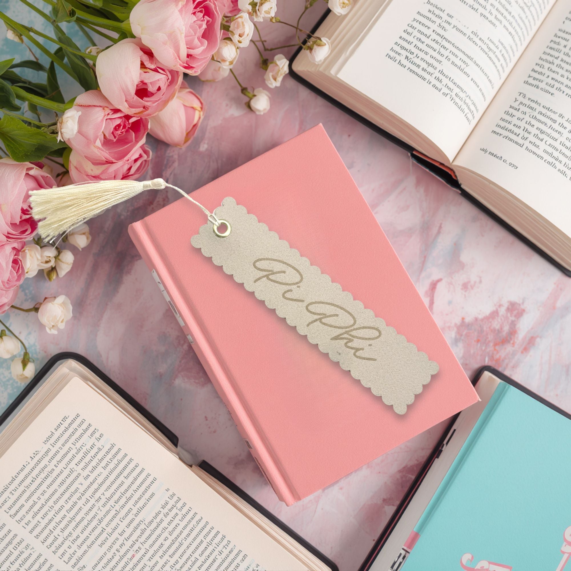Zeta Tau Alpha scalloped faux suede bookmark lifestyle image