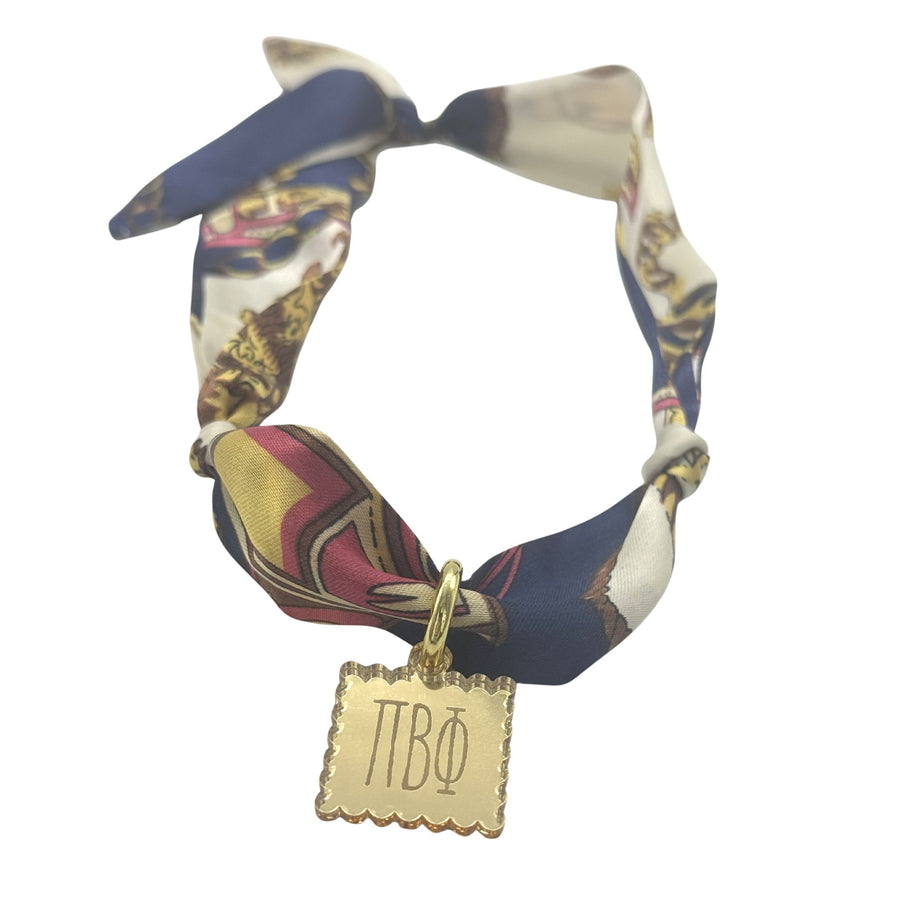 Sorority Scallop Square Acrylic Charm - Scarf Tie Option - image 1