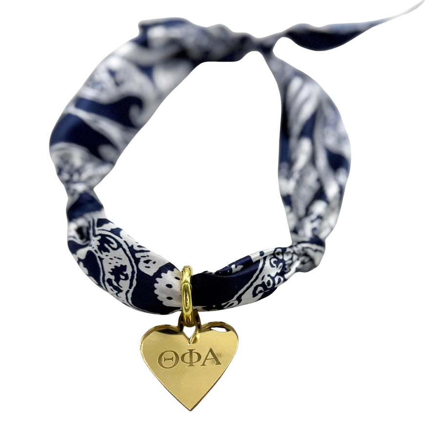 Theta Phi Alpha - Scarf Necklace with Engraved Heart Charm