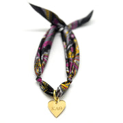 Kappa Alpha Theta - Scarf Necklace with Engraved Heart Charm
