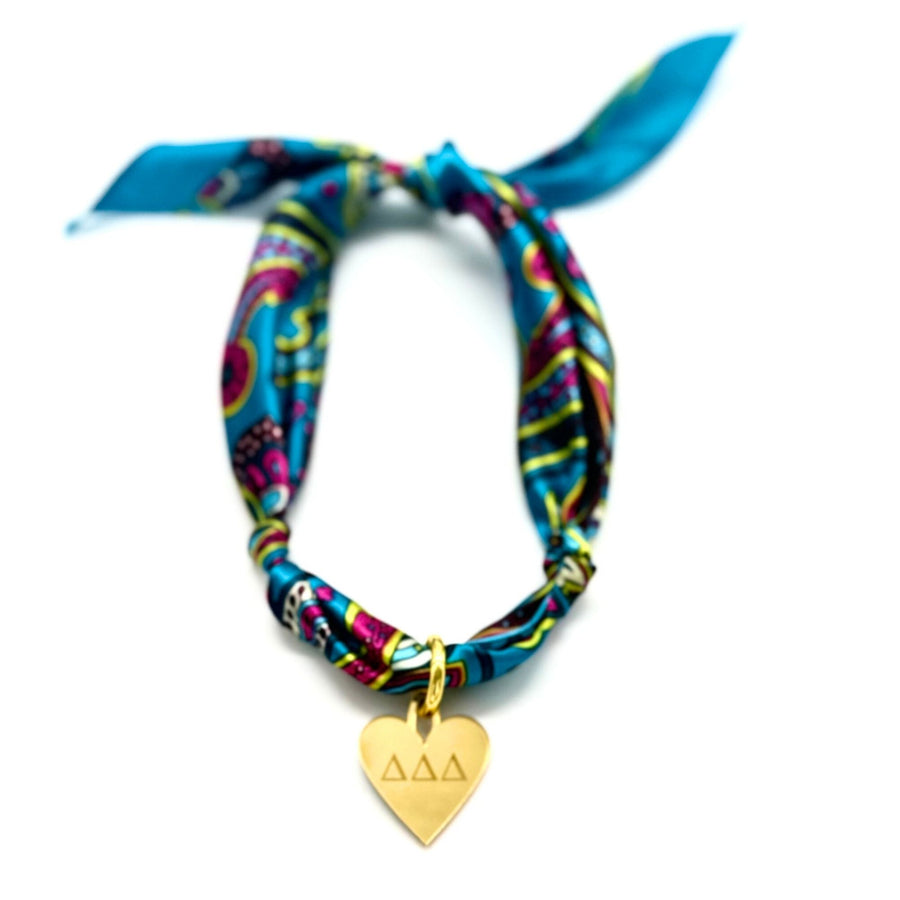 Delta Delta Delta Engraved Acrylic Heart Charm - Scarf Necklace Optional