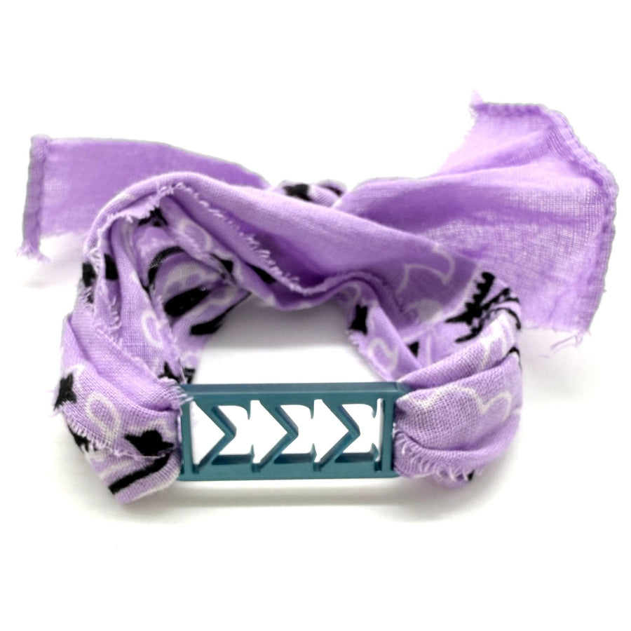 Sigma Sigma Sigma - Bandana Wrap w/ Metallic Acrylic Slide