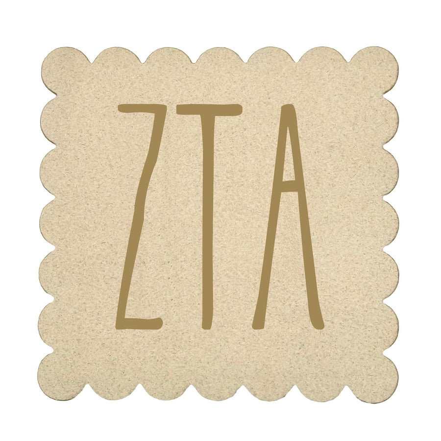 Sorority Scalloped Faux Suede Coasters