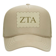 Sorority Trucker Hats with Scalloped Faux Suede Patch