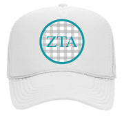Sorority & Sorority Mom Greek Letter Hats with Gingham Design in Sorority Colors
