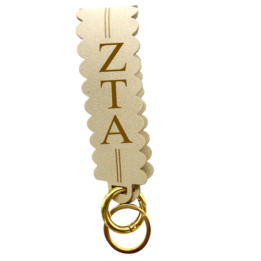 Sorority Greek Letter Faux Suede Wristlet Keychain
