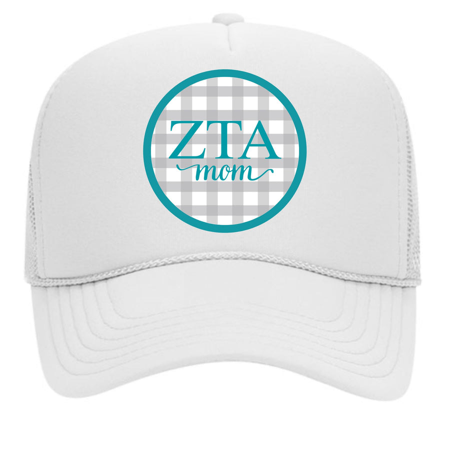 Sorority & Sorority Mom Greek Letter Hats with Gingham Design in Sorority Colors