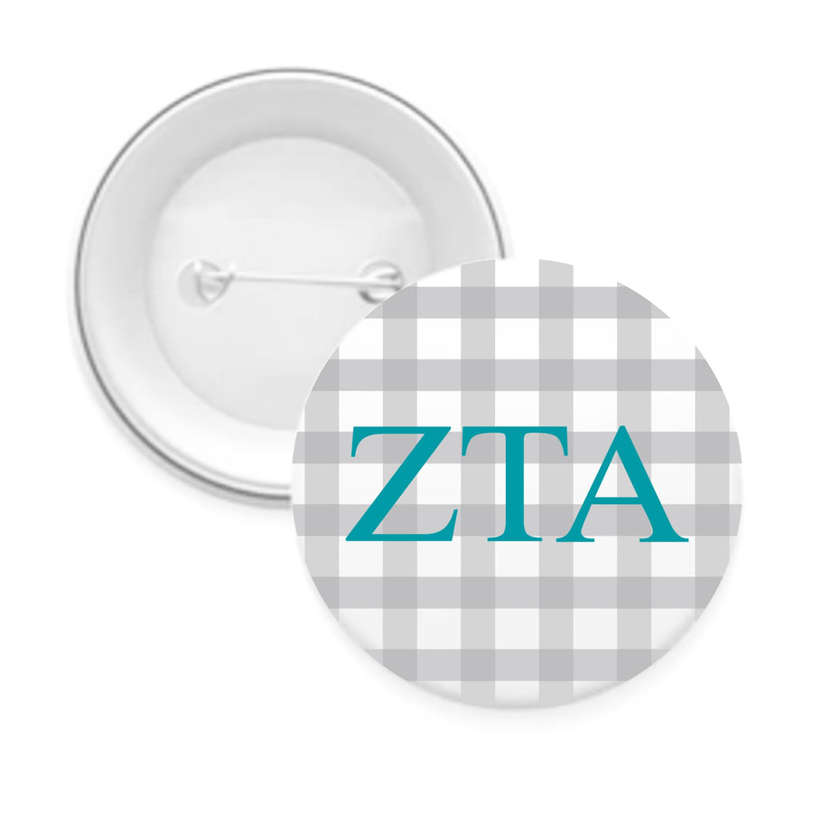 Sorority & Sorority Mom Greek Letter Gingham Buttons