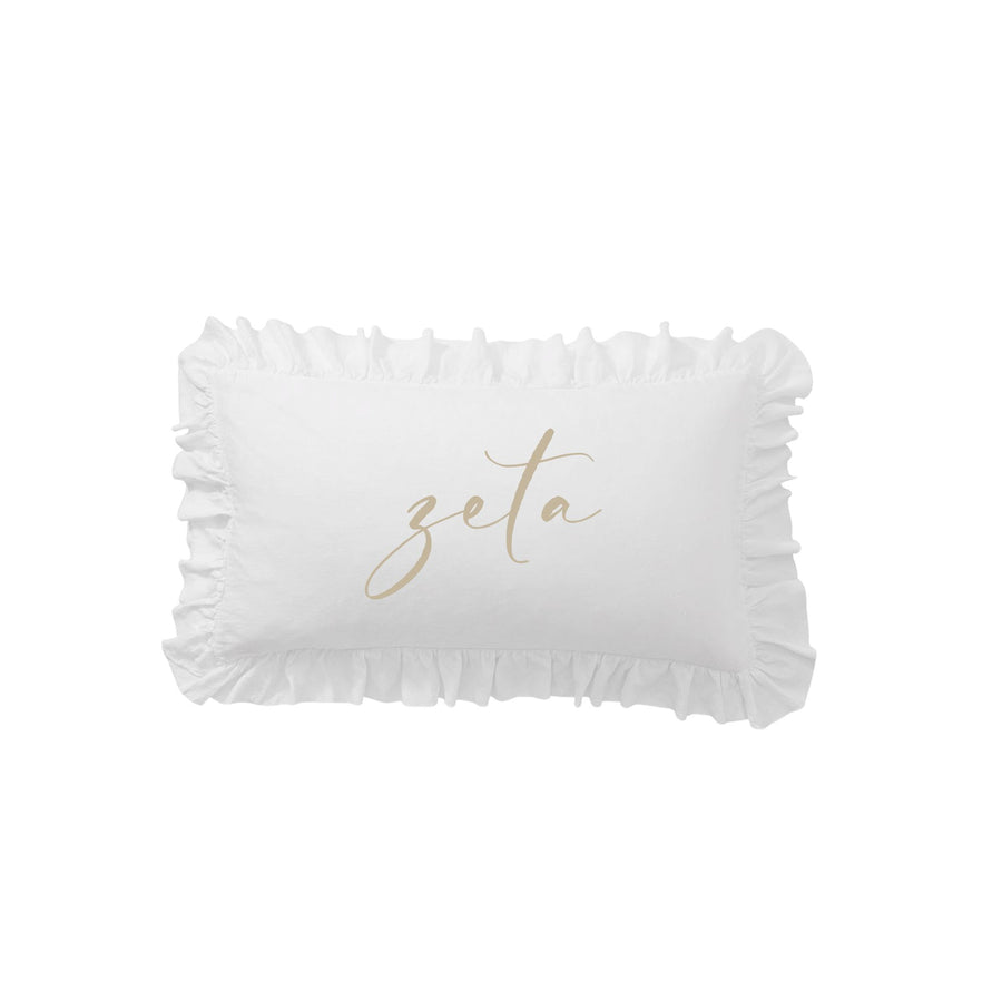 Sorority Script Nickname Scalloped Ruffle Pillow Cover