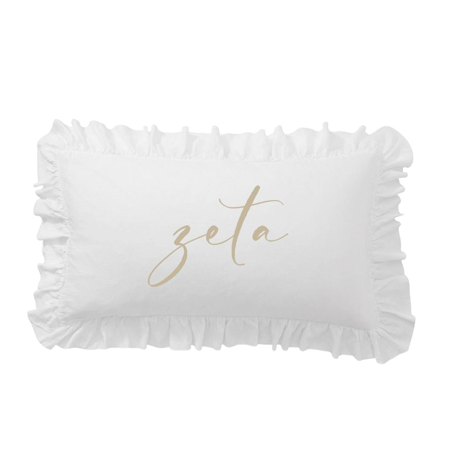 Sorority Script Nickname Scalloped Ruffle Pillow Cover