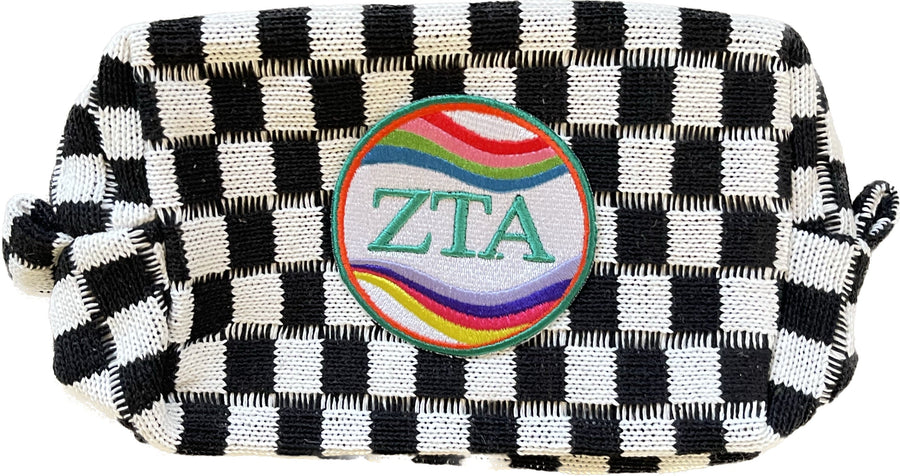 Zeta Tau Alpha - Checkered Pouch with RetroWave Embroidered Patch