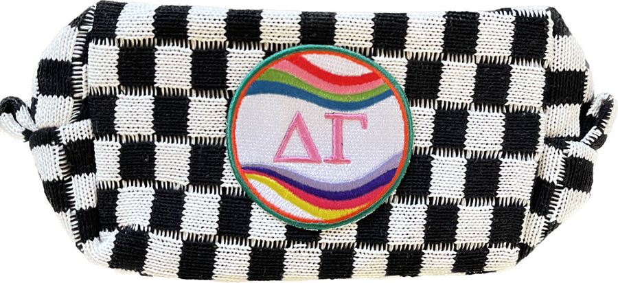 Delta Gamma - Checkered Pouch with RetroWave Embroidered Patch