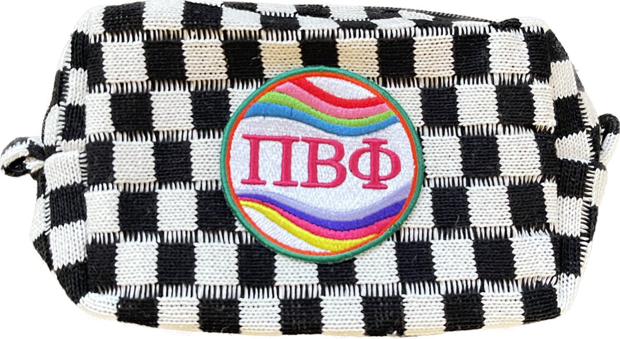 Pi Beta Phi - Checkered Pouch with RetroWave Embroidered Patch