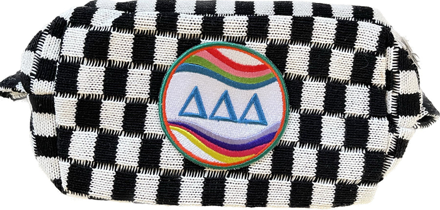 Delta Delta Delta - Checkered Pouch with RetroWave Embroidered Patch