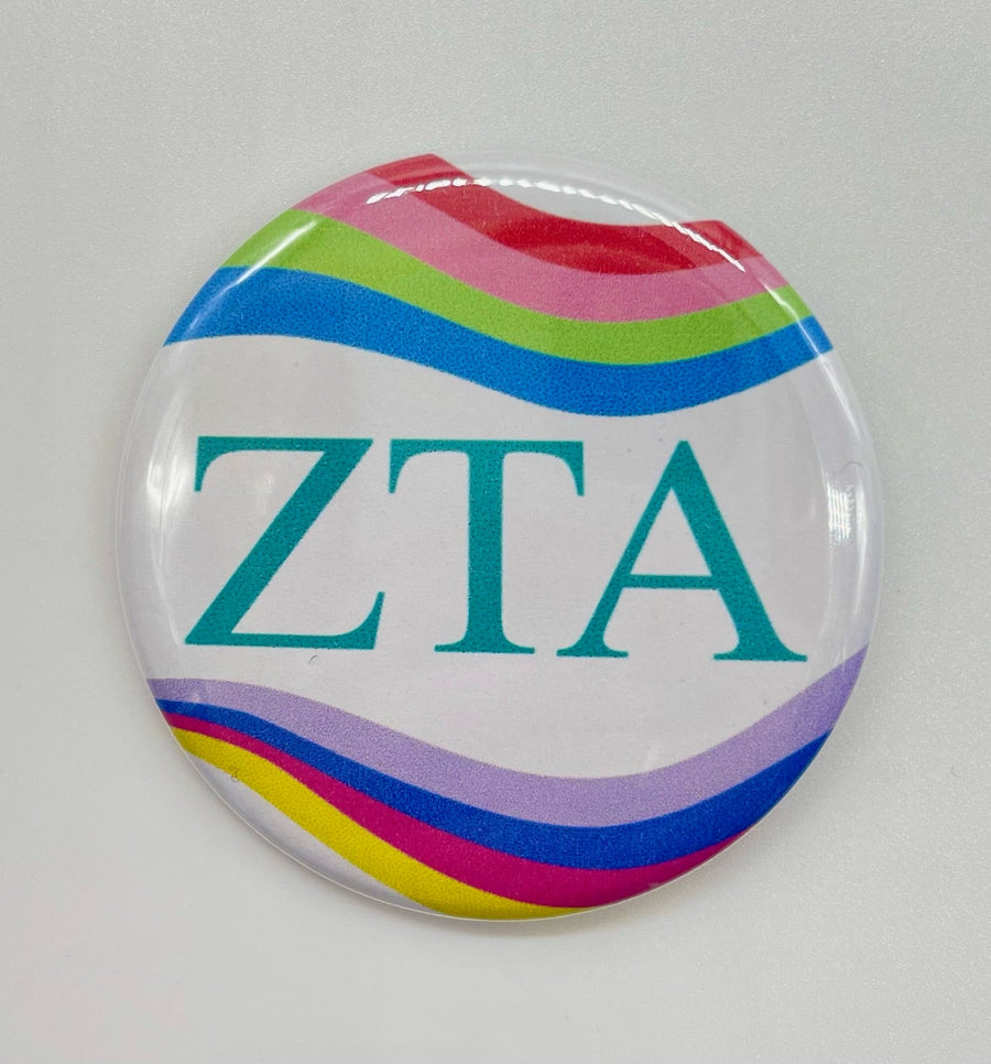 Zeta Tau Alpha - Pin Back Button with RetroWave Design