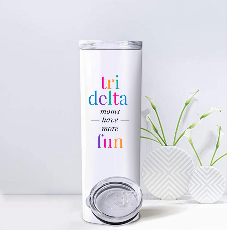 Bright - Moms Have More Fun Insulated Travel Mugs - Tri Delta